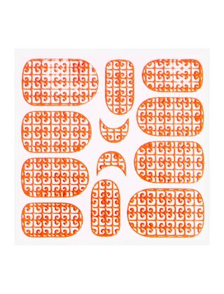 Metallic Filigree Sticker KOR-016 Neon Orange