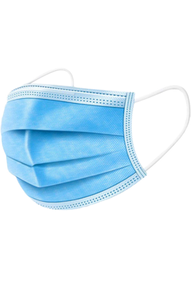 50 st Mondmasker 3-laags met elastiek - Blauw