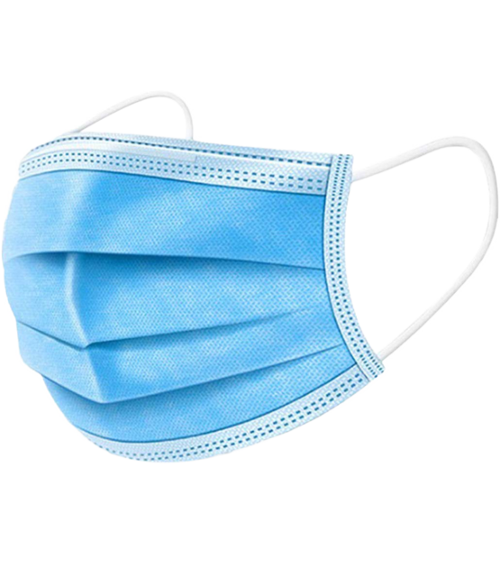 Mondmasker 3-laags met elastiek - 50st Blauw