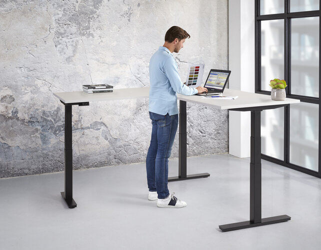 Elektrisch hoekbureau zit/sta 180x80 + 80x60cm