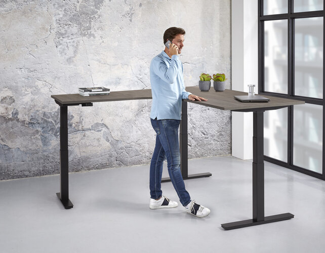 Elektrisch hoekbureau zit/sta 180x80 + 120x60cm
