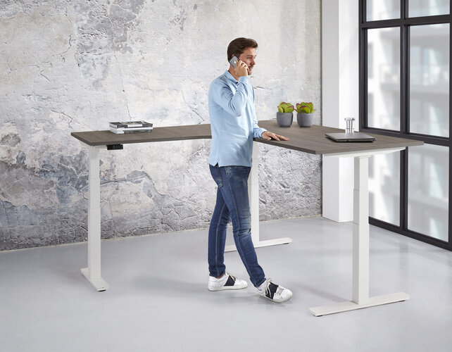 Elektrisch hoekbureau zit/sta 180x80 + 120x60cm