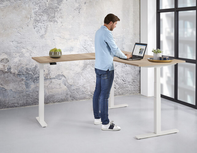 Elektrisch hoekbureau zit/sta 180x80 + 120x60cm