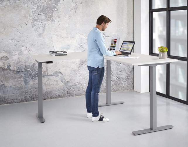 Elektrisch hoekbureau zit/sta 180x80 + 120x60cm