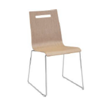 Oscar sledeframe draadstaal rond Ø 11 mm, stapelbaar, kuip in hout