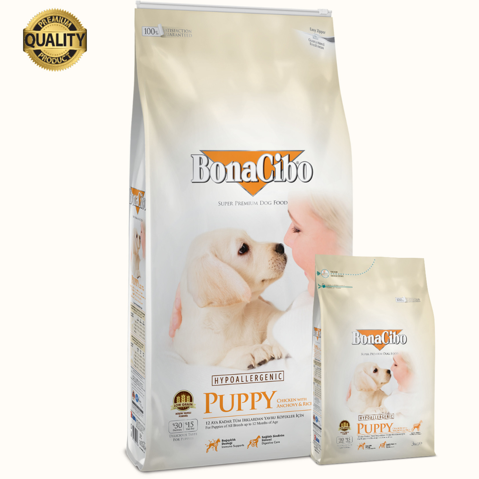 Bonacibo Bonacibo Puppy Kip & Rijst met Ansjovis | Hypoallergeen Premium Hondenvoer