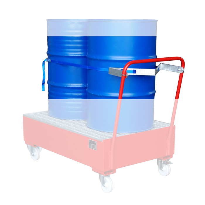 Fixation de fûts avec sangle pour 2 fûts de 200 litres