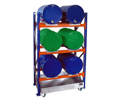 Rayonnage à fûts avec bac de rétention 3002, galvanisé