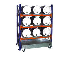 Rayonnage à fûts avec bac de rétention 3004, galvanisé