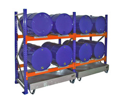 Rayonnage à fûts avec bac de rétention 3001, galvanisé