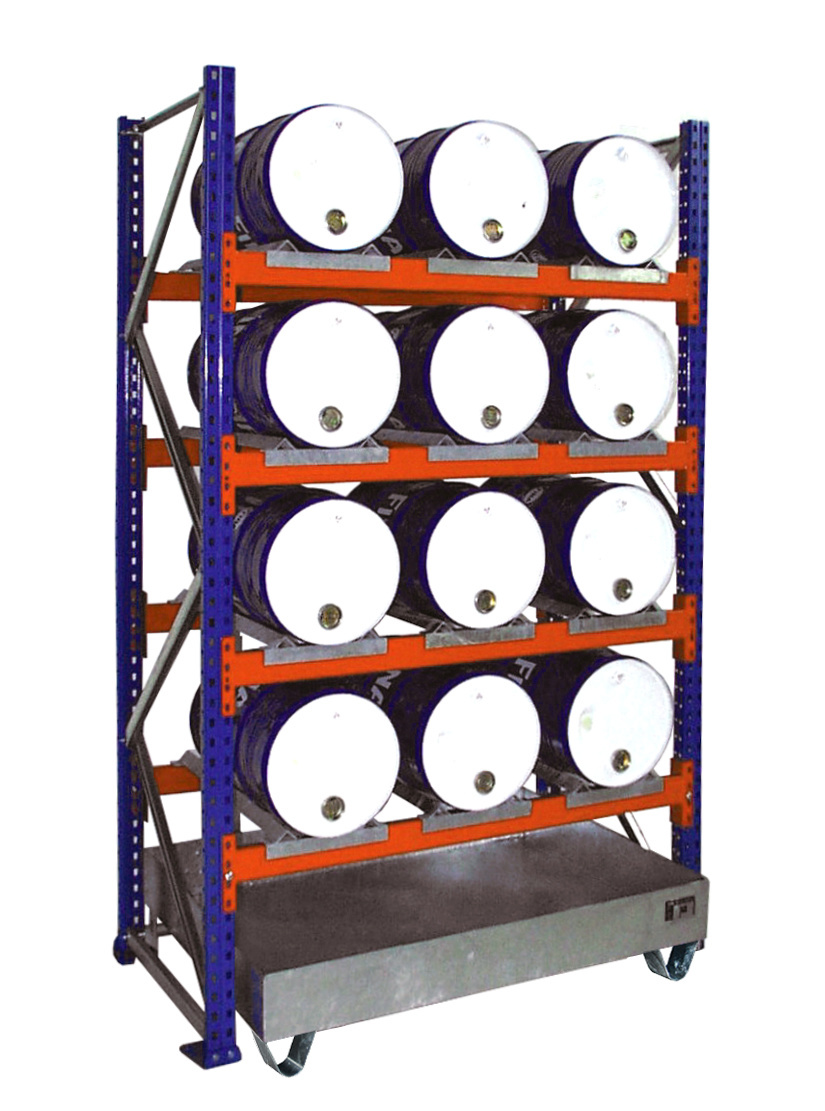 Rayonnage à fûts avec bac de rétention 3006, galvanisé