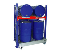 Rayonnage à fûts avec bac de rétention 3008, galvanisé