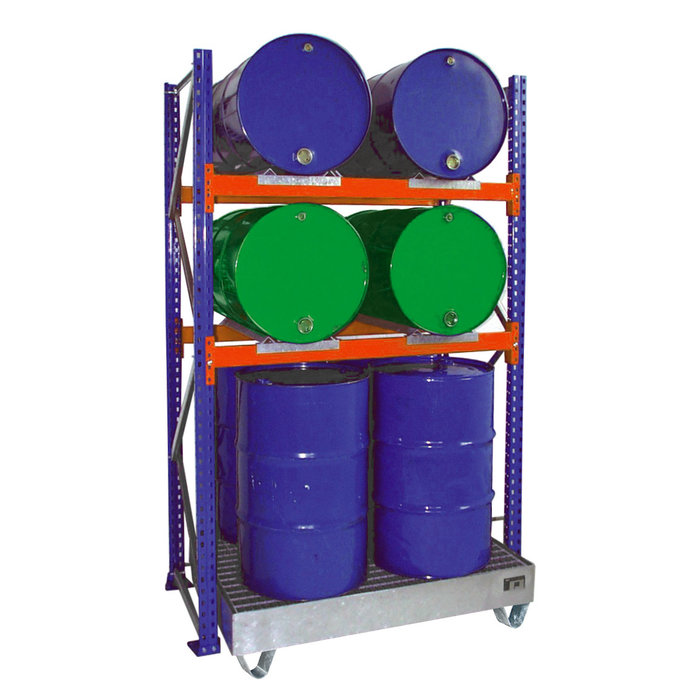 Rayonnage à fûts avec bac de rétention 3010, galvanisé