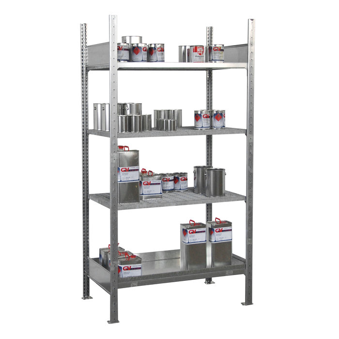 Rayonnage avec bac de rétention 3017-4E, galvanisé