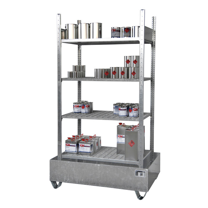 Rayonnage avec bac de rétention 3021-4E, galvanisé