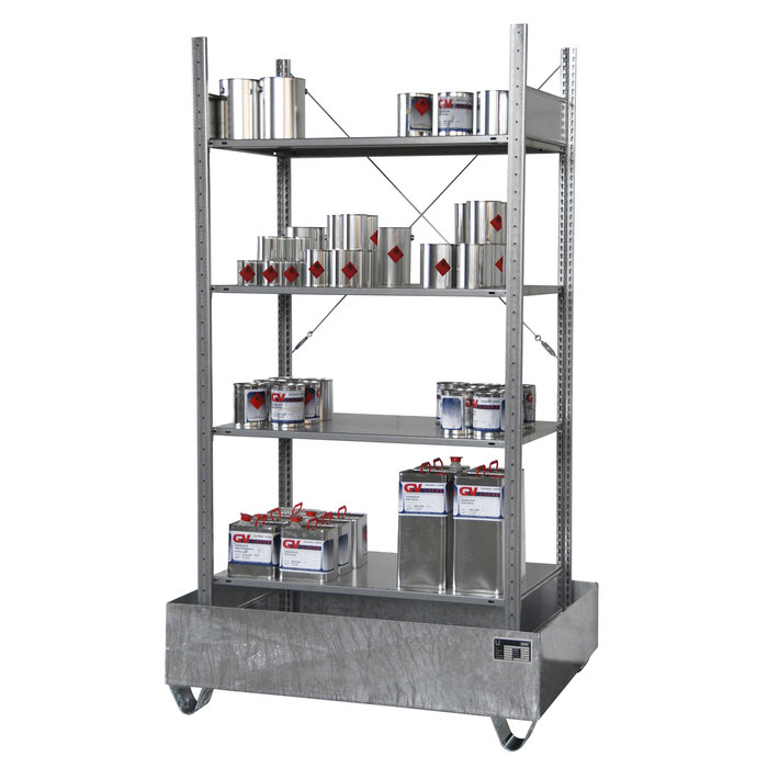 Rayonnage avec bac de rétention 3022-4E, galvanisé