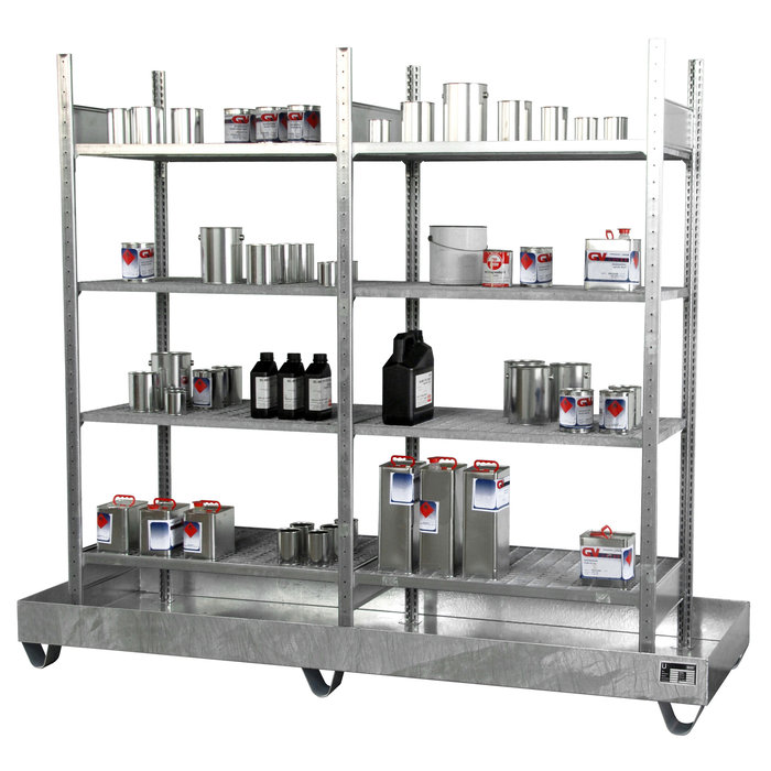 Rayonnage avec bac de rétention 3023-4E, galvanisé