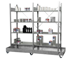 Rayonnage avec bac de rétention 3024-4E, galvanisé