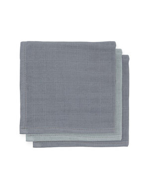 Jollein Jollein - Bamboe monddoekje hydrofiel - Storm grey (3pack)