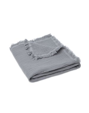 Jollein Jollein - Ledikant Deken Muslin Fringe 120x120cm - Storm Grey