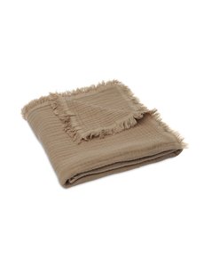 Jollein Jollein - Wieg Deken Muslin Fringe 75x100cm - Biscuit