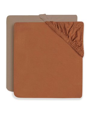 Jollein Jollein - Hoeslaken Jersey 60x120cm - Caramel/Biscuit - 2 Stuks