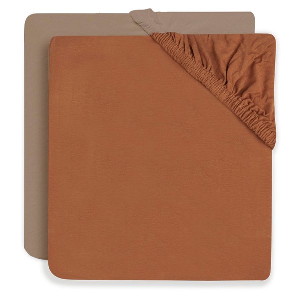 Jollein Jollein - Hoeslaken Jersey 60x120cm - Caramel/Biscuit - 2 Stuks