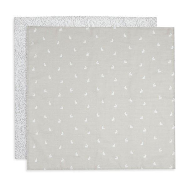 Jollein Jollein - Hydrofiele Doek Dotted&Rabbit Small 70x70cm - Nougat - 2 Stuks