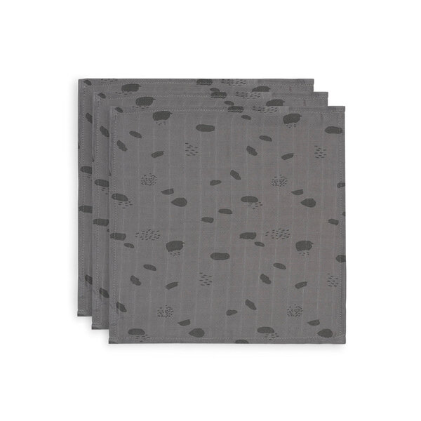 Jollein Jollein - Hydrofiele Doek Small 70x70cm -  Spot - Storm Grey (3pack)