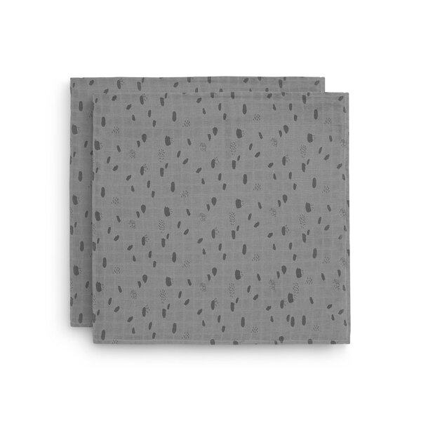 Jollein Jollein - Hydrofiele Doek Small 115x115cm -  Spot - Storm Grey (2pack)