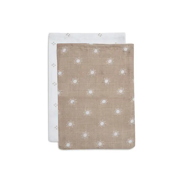 Jollein Jollein - Washandje Hydrofiel Pointelle & Sun - Biscuit - GOTS - 2 Stuks