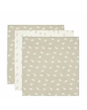 Jollein Jollein - Hydrofiele Doek 70x70cm - Twig - Olive Green - 3 Stuks