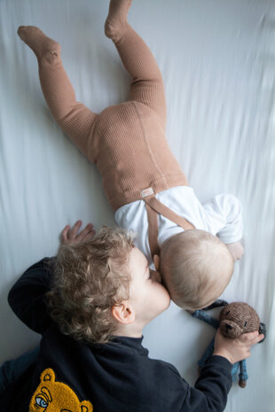 Silly Silas retro ribbed tights with braces – light brown Silly Silas retro ribbed tights with braces – light brown