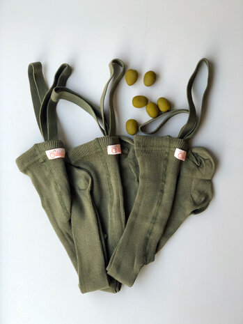 Silly Silas retro ribbed tights with braces – olive Silly Silas retro ribbed tights with braces – olive
