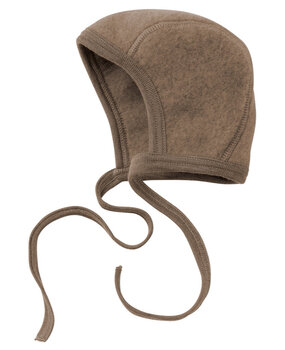Engel Natur wol fleece baby bonnet mutsje - walnut melange Engel Natur wol fleece baby bonnet mutsje - walnut melange