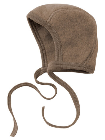 Engel Natur wol fleece baby bonnet mutsje - walnut melange