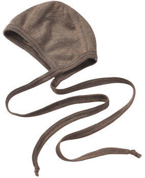 Engel Natur baby bonnet fine rib mutsje - walnut melange Engel Natur baby bonnet fine rib mutsje - walnut melange