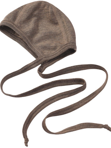 Engel Natur baby bonnet fine rib mutsje - walnut melange