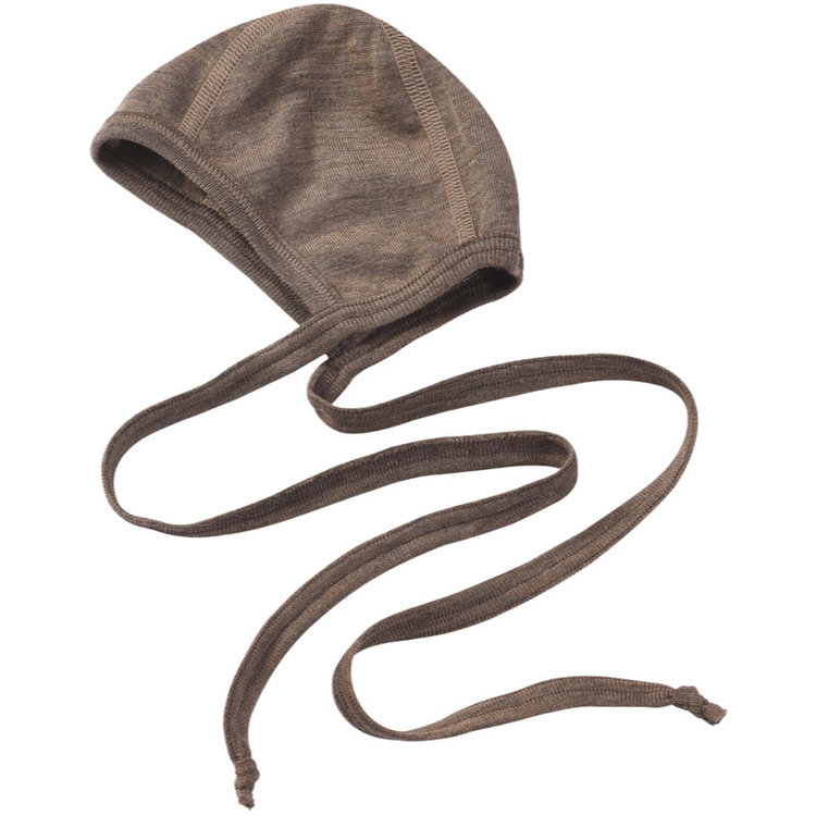 Engel Natur baby bonnet fine rib mutsje - walnut melange