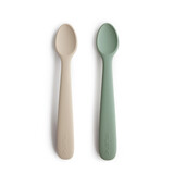 Mushie silicone feeding spoons - cambridge blue / shifting sand