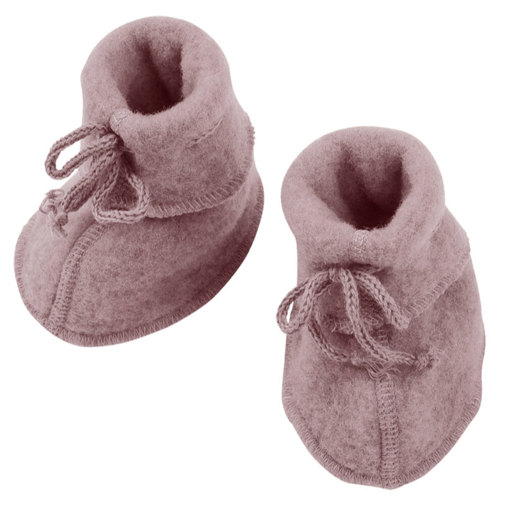 Engel Natur wool fleece baby bootees - rosewood melange