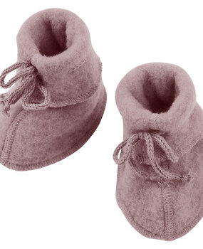 Engel Natur wol fleece baby slofjes - rosewood melange Engel Natur wol fleece baby slofjes - rosewood melange