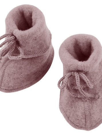 Engel Natur wol fleece baby slofjes - rosewood melange