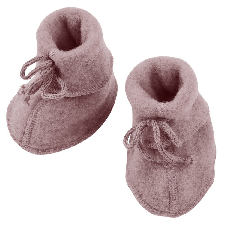 Engel Natur wol fleece baby slofjes - rosewood melange