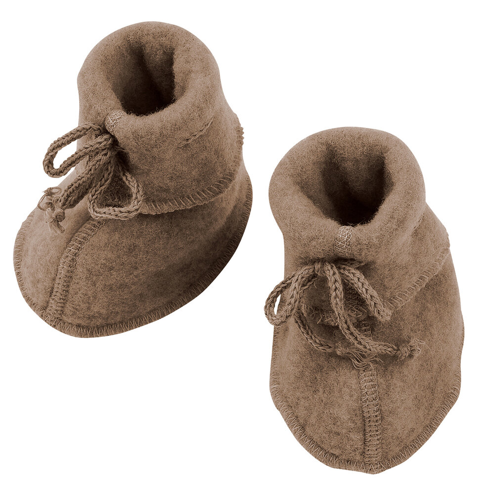 Engel Natur wool fleece baby bootees - walnut Engel Natur wool fleece baby bootees - walnut