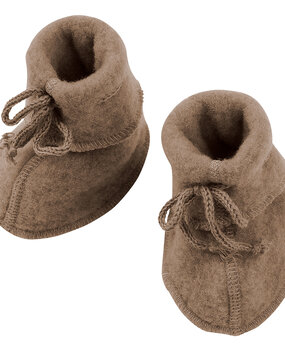 Engel Natur wol fleece baby slofjes - walnut melange Engel Natur wol fleece baby slofjes - walnut melange
