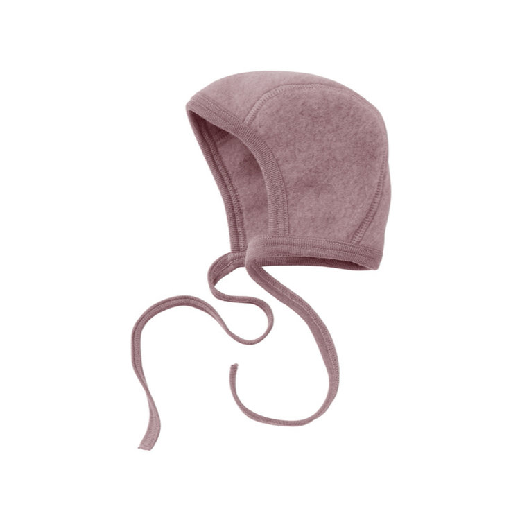 Engel Natur wol fleece baby bonnet - rosenholz melange