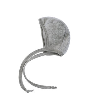 Engel Natur wol fleece baby bonnet mutsje - light grey melange Engel Natur wol fleece baby bonnet mutsje - light grey melange