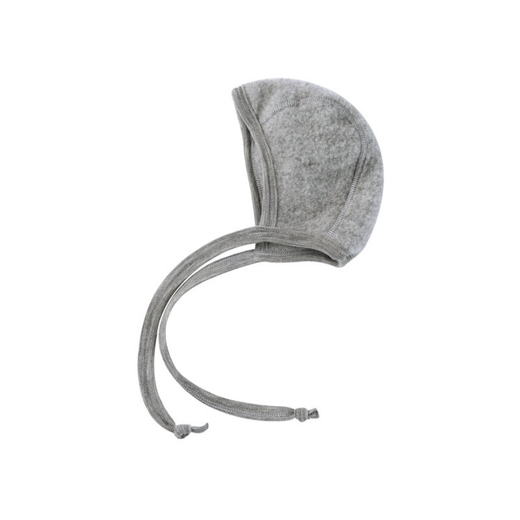Engel Natur wol fleece baby bonnet mutsje - light grey melange