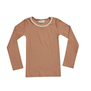 ribbed longsleeve  with lace - deep toffee